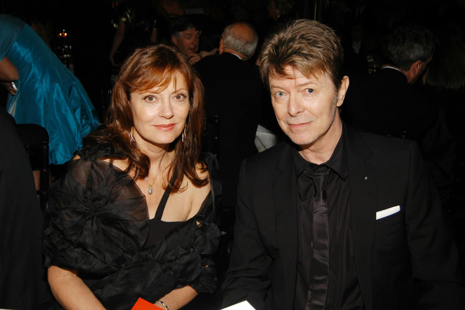 Susan Sarandon is sharing that she reconnected with former boyfriend David Bowie (with her in 2006) shortly before his death in 2016. (Photo: Patrick McMullan/Patrick McMullan via Getty Images)