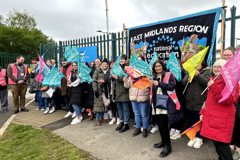 Staff striking outside the school