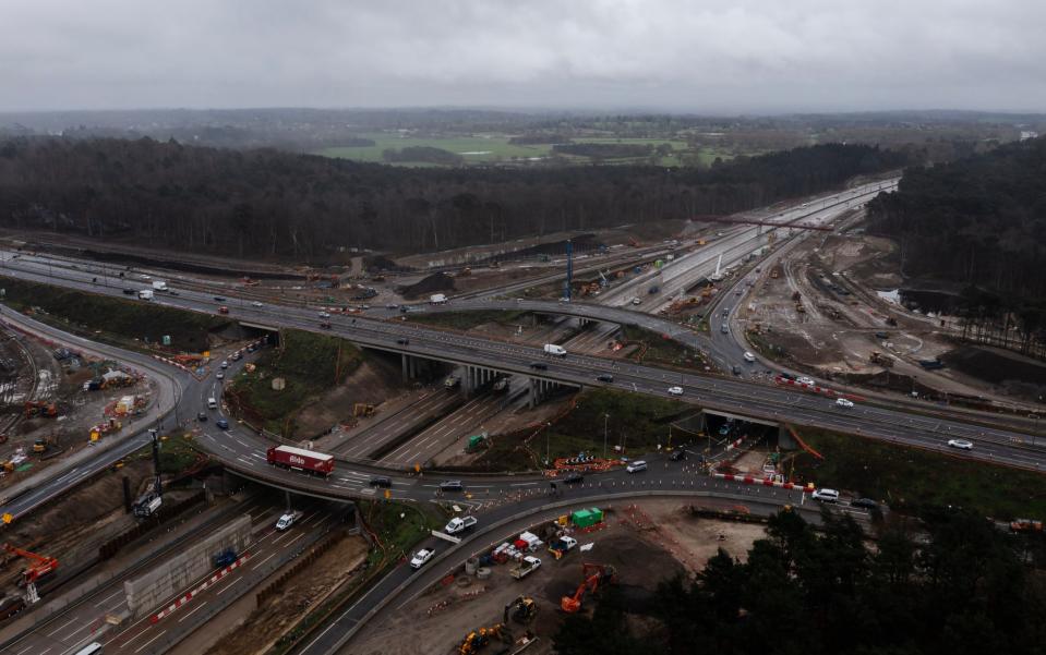 An aerial view of Junction 10 of the M25 on March 17