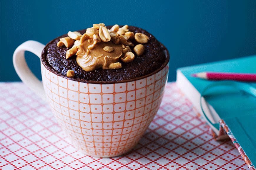 Microwave chocolate and peanut butter cake
