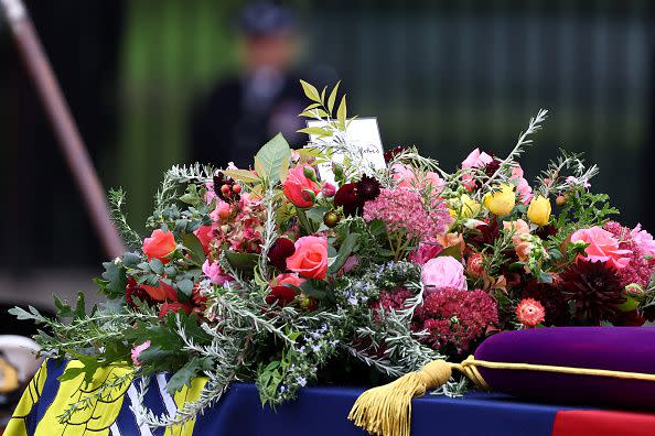 LONDON, ENGLAND - SEPTEMBER 19: The coffin of Queen Elizabeth II is carried into the Westminster Abbey during her State Funeral on September 19, 2022 in London, England. Members of the public are able to pay respects to Her Majesty Queen Elizabeth II for 23 hours a day from 17:00 on September 18, 2022 until 06:30 on September 19, 2022. Queen Elizabeth II died at Balmoral Castle in Scotland on September 8, 2022, and is succeeded by her eldest son, King Charles III. (Photo by Hannah McKay- WPA Pool/Getty Images)