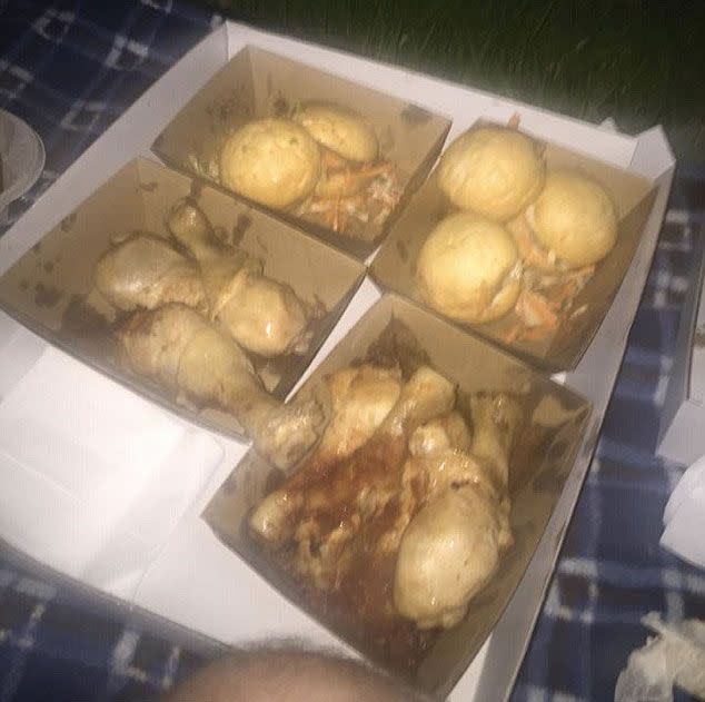 These chicken drumsticks were classed as a 5-star meal. Photo: Facebook/Paul Harper-Jones