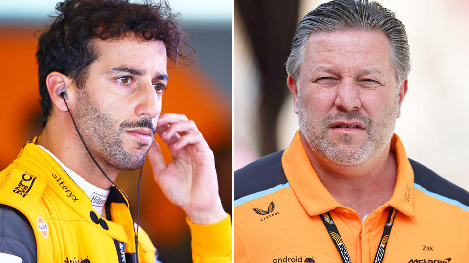 Pictured right is McLaren F1 boss Zak Brown and the team's former driver Daniel Ricciardo on the left.