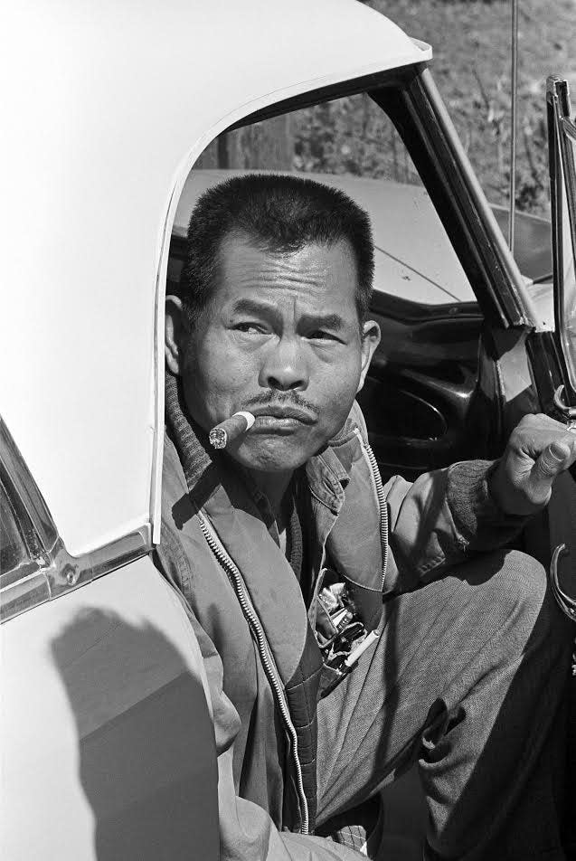 Larry Itliong, arriving for a union meeting in the 1960s.