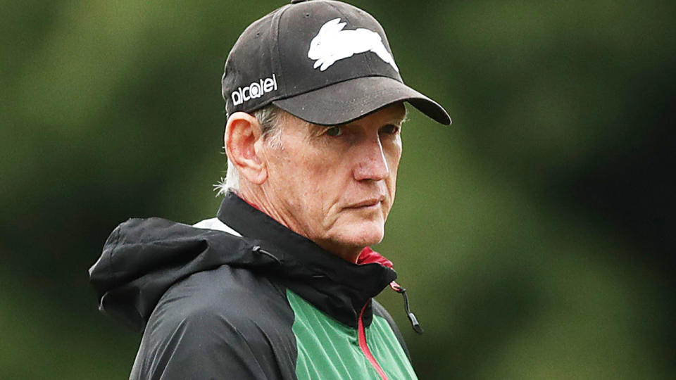 South Sydney coach Wayne Bennett is pictured during a training session in 2020.