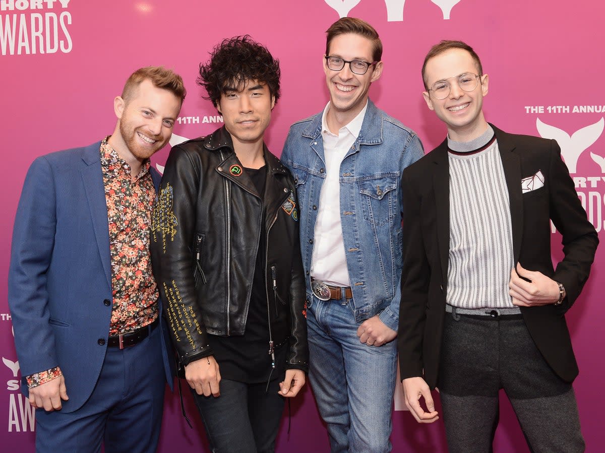 Ned Fulmer, Eugene Lee Yang, Keith Habersberger, and Zach Kornfeld (left to right) of The Try Guys attend the 11th Annual Shorty Awards on 5 May 2019 in New York City (Noam Galai/Getty Images for Shorty Awards)