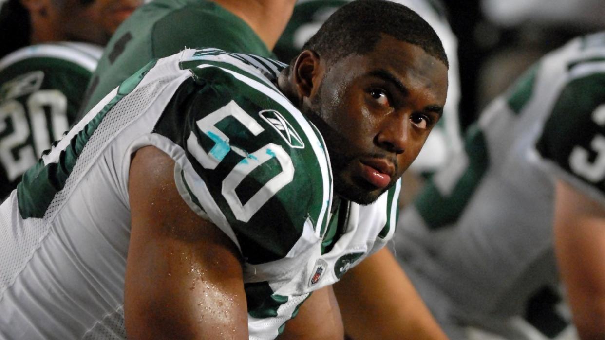 Mandatory Credit: Photo by Edouard H R Gluck/AP/Shutterstock (9275403an)New York Jets defensive end Vernon Gholston is shown during the second half of an NFL football game, in Miami.