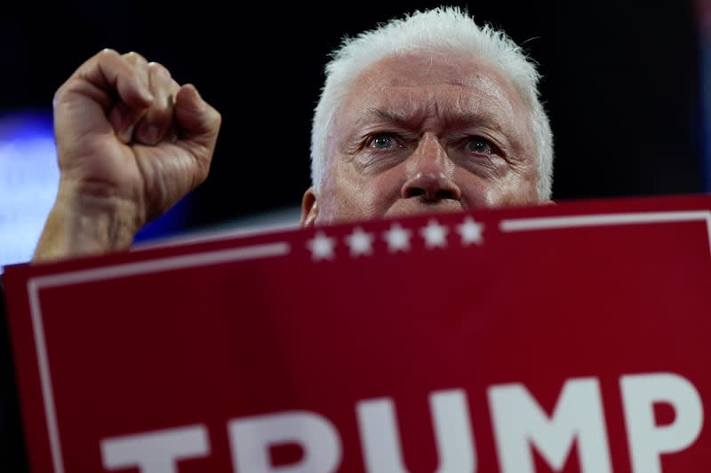 Florida delegate Rick Roth reacts during the Republican National Convention Monday, July 15, 2024, in Milwaukee. | Julia Nikhinson