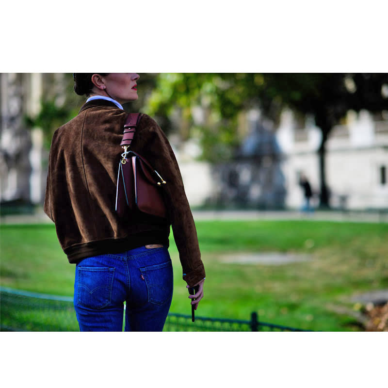 <p>Go classic by pairing a suede bomber with vintage Levis.</p> <h4>Adam Katz Sinding</h4>