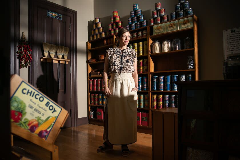 Los Angeles, CA - April 24: Chef Pati Jinich, whose TV show, "La Frontera" examines the cuisine along the US-Mexico border poses for a portrait at La Plaze de Cultura y Artes on Monday, April 24, 2023 in Los Angeles, CA. (Jason Armond / Los Angeles Times)