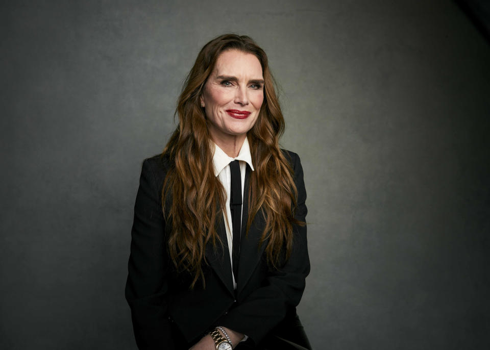 FILE - Brooke Shields poses for a portrait to promote the film "Pretty Baby: Brooke Shields" at the Latinx House during the Sundance Film Festival on Jan. 21, 2023, in Park City, Utah. The docuseries premieres Monday on Hulu. (Photo by Taylor Jewell/Invision/AP)