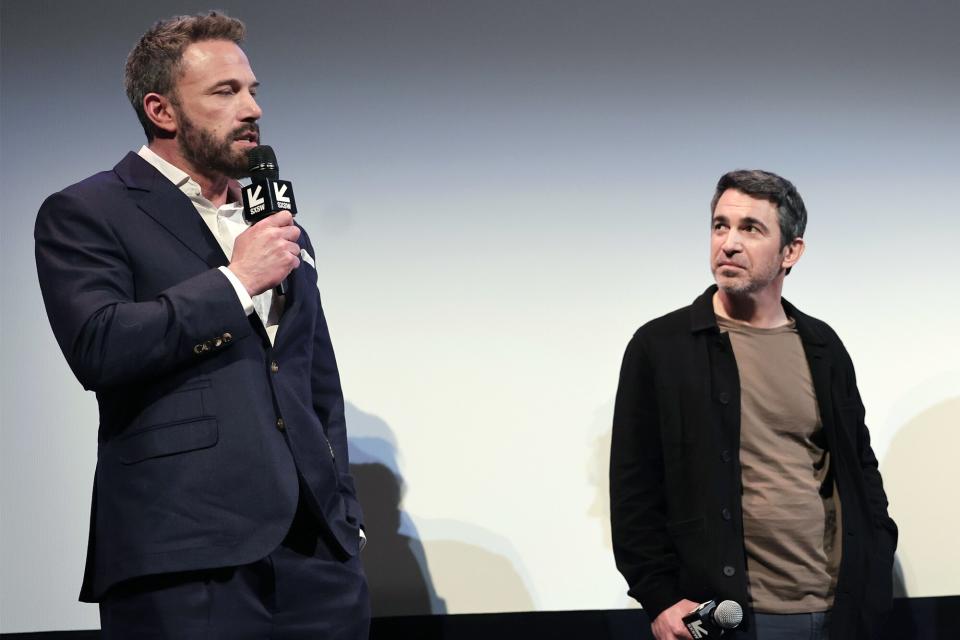 AUSTIN, TEXAS - MARCH 18: Ben Affleck, Chris Messina and Jason Bateman take part in a Q&A following the "AIR" world premiere during the 2023 SXSW Conference and Festivals at The Paramount Theater on March 18, 2023 in Austin, Texas. (Photo by Michael Loccisano/Getty Images for SXSW)