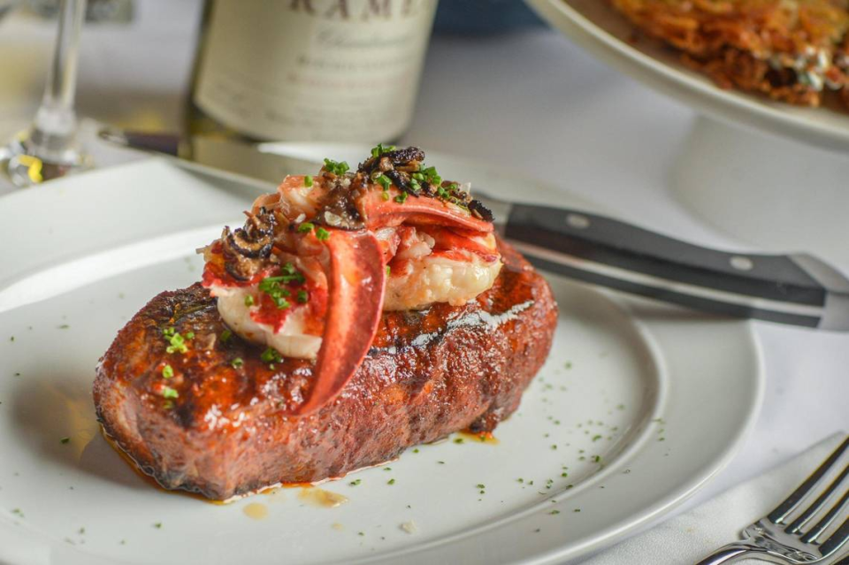 You can get your steak topped with black truffle sauteed lobster at Steak 48.