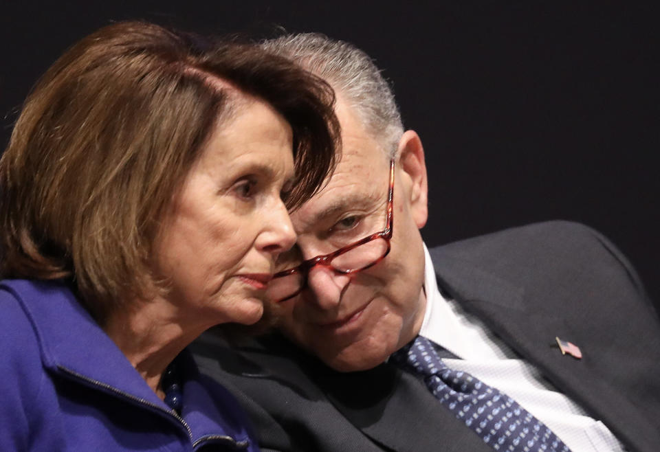 House Minority Leader Nancy Pelosi and Senate Minority Leader Chuck Schumer canceled a meeting with President Donald Trump on Tuesday. (Photo: Win McNamee/Getty Images)