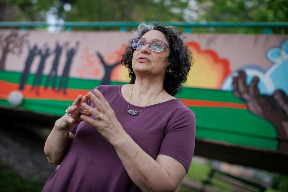 Catherine Feldman Axford, a community meditation coordinator with The Neighbourhood Group, is pictured at a Scarborough community centre on May 28, 2024.