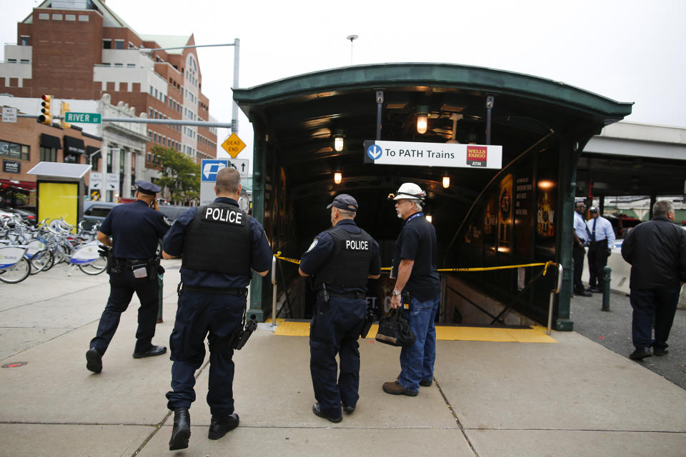 <p>NJ Police officers arrive to the train terminal after a New Jersey Transit train crashed into the platform at Hoboken Terminal during morning rush hour September 29, 2016 in Hoboken, New Jersey. (Eduardo Munoz Alvarez/Getty Images) </p>