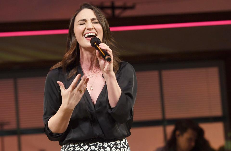 Sara Bareilles performs during the <em>Waitress</em> press launch at Adelphi Theatre on Monday in London, England. 