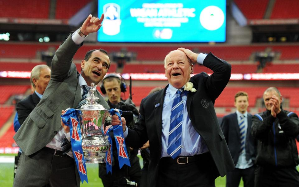 Wigan Athletic chairman Dave Whelan (R) and Wigan manager Roberto Martinez  - Shutterstock