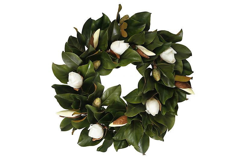 5) 24" Magnolia Bud Wreath, Faux