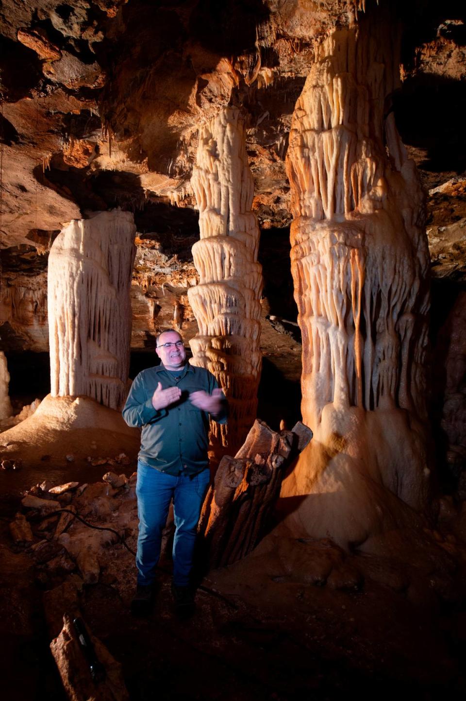 Matt Forir can do research in Riverbluff Cave near Springfield, but it’s not open to the public. But fossils and minerals found in it are displayed nearby at the Missouri Institute of Natural Science, where Forir is director.