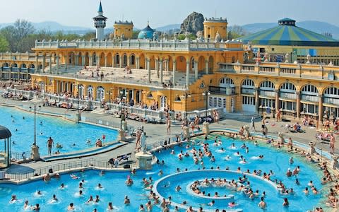 Sip a beer as you look out at Széchenyi Baths - Credit: Széchenyi Baths