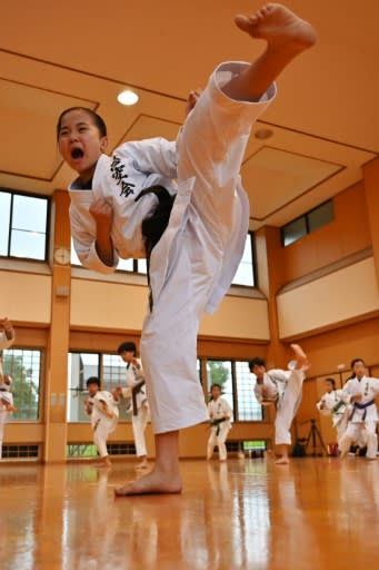 Japan's schoolgirl karate phenomenon Mahiro Takano, 13, trains in Nagaoka, Niigata Prefecture