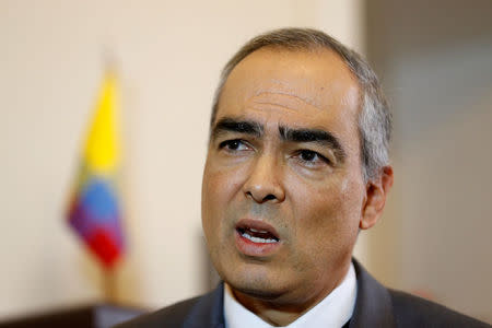 Colombia's peace commissioner Rodrigo Rivera speaks during an interview with Reuters in Bogota, Colombia October 12, 2017. REUTERS/Jaime Saldarriaga