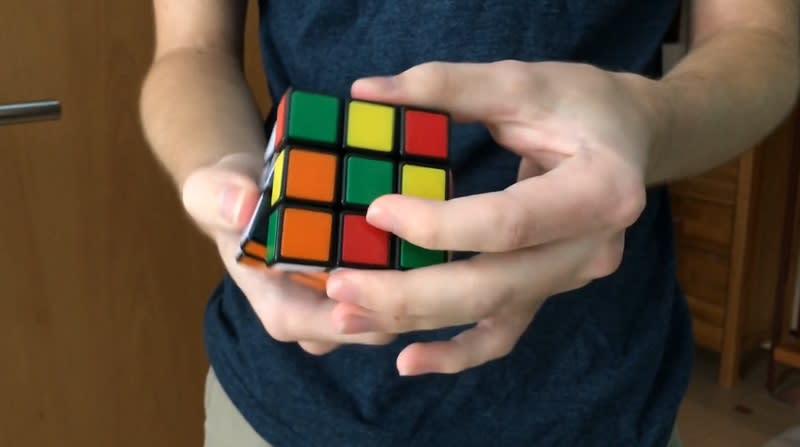 A Rubik's Cube in action at Aloha Huber Park Elementary in Beaverton, May 2024 (KOIN)