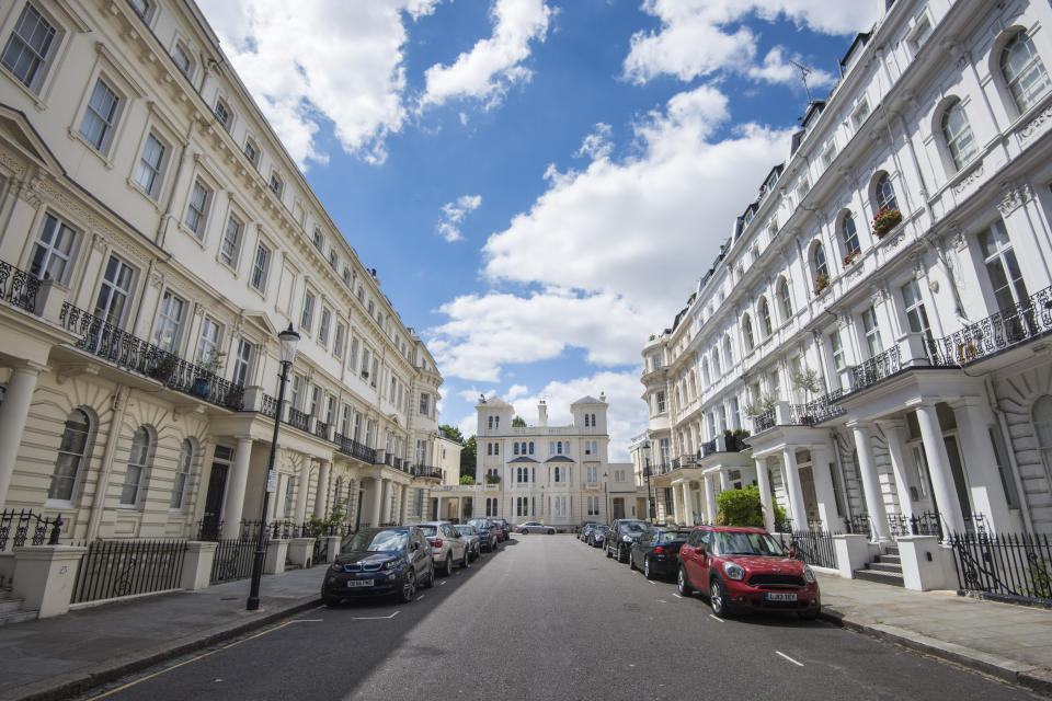 A row of houses in Stanley Gardens, in Notting Hill, London, where a house is currently for sale for over �11 million. The borough of Kensington and Chelsea is one of the most polarised in Great Britain, with some of the most expensive real estate in the UK just a short walk from several of the most deprived wards in the country - including the area around the Grenfell Tower. Picture date: Wednesday July 12th, 2017. Photo credit should read: Matt Crossick/ EMPICS Entertainment.