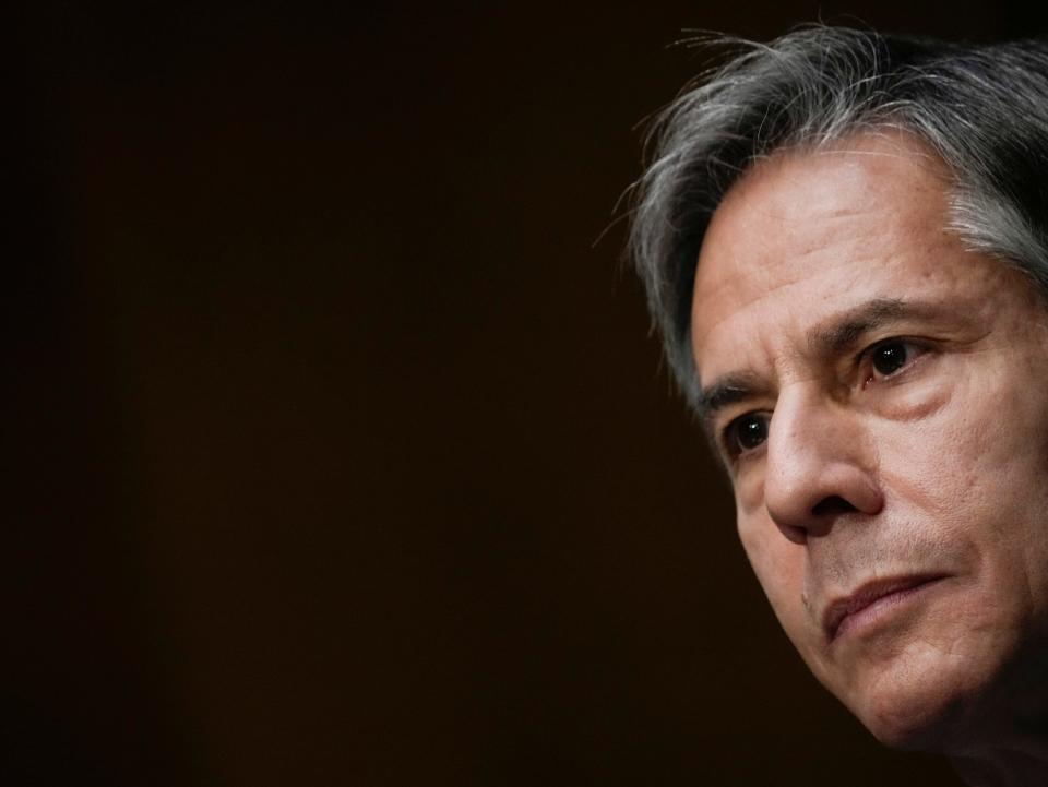 Secretary of State Antony Blinken listens during a Senate Foreign Relations Committee hearing, Tuesday,  Sept. 14, 2021 on Capitol Hill in Washington. Blinken was questioned about the Biden administration's handling of the U.S. withdraw from Afghanistan.