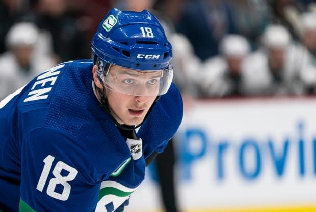 The Canucks on Saturday placed forward Jake Virtanen on leave after saying 'concerning allegations' surfaced against the 24-year-old forward. (Rich Lam/Getty Images - image credit)