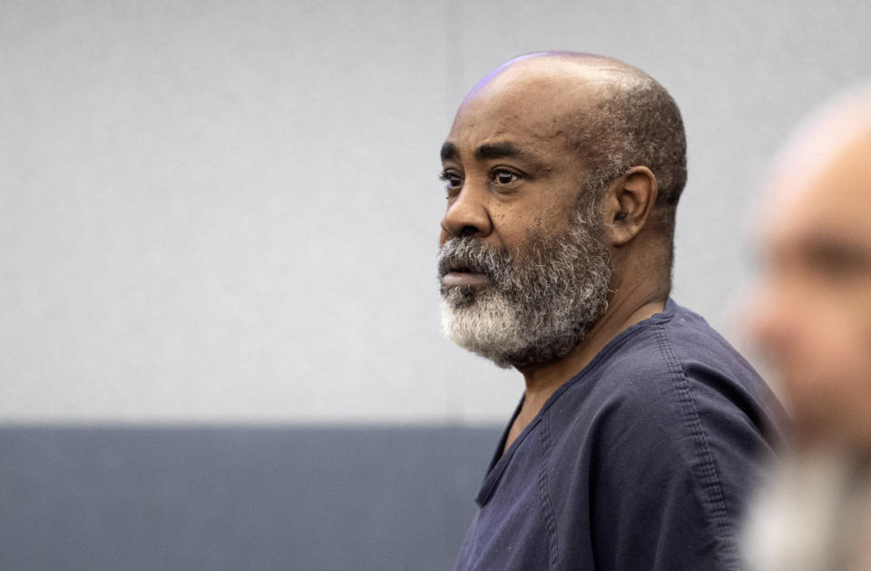 Duane "Keffe D" Davis makes an appearance in Clark County District Court Tuesday, Nov. 7, 2023, in Las Vegas. Davis was arrested in September and has pleaded not guilty to murder in the 1996 killing of rapper Tupac Shakur. (Steve Marcus/Las Vegas Sun via AP, Pool)