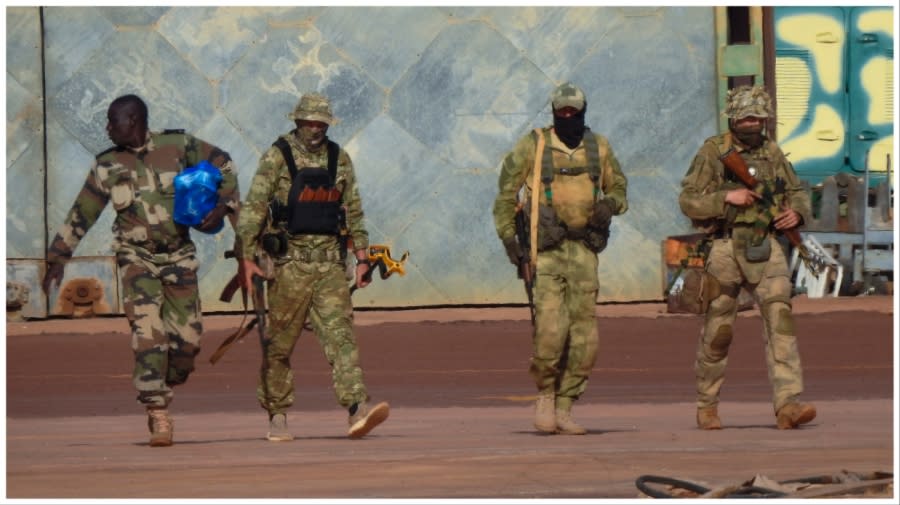 <em>This undated photograph handed out by French military shows three Russian mercenaries, right, in northern Mali. Russia’s Wagner Group, a private military company led by Yevgeny Prigozhin, a rogue millionaire with longtime links to Russia’s President Vladimir Putin, has played a key role in the fighting in Ukraine and also deployed its personnel to Syria, Central African Republic, Libya and Mali. (French Army via AP, File)</em>