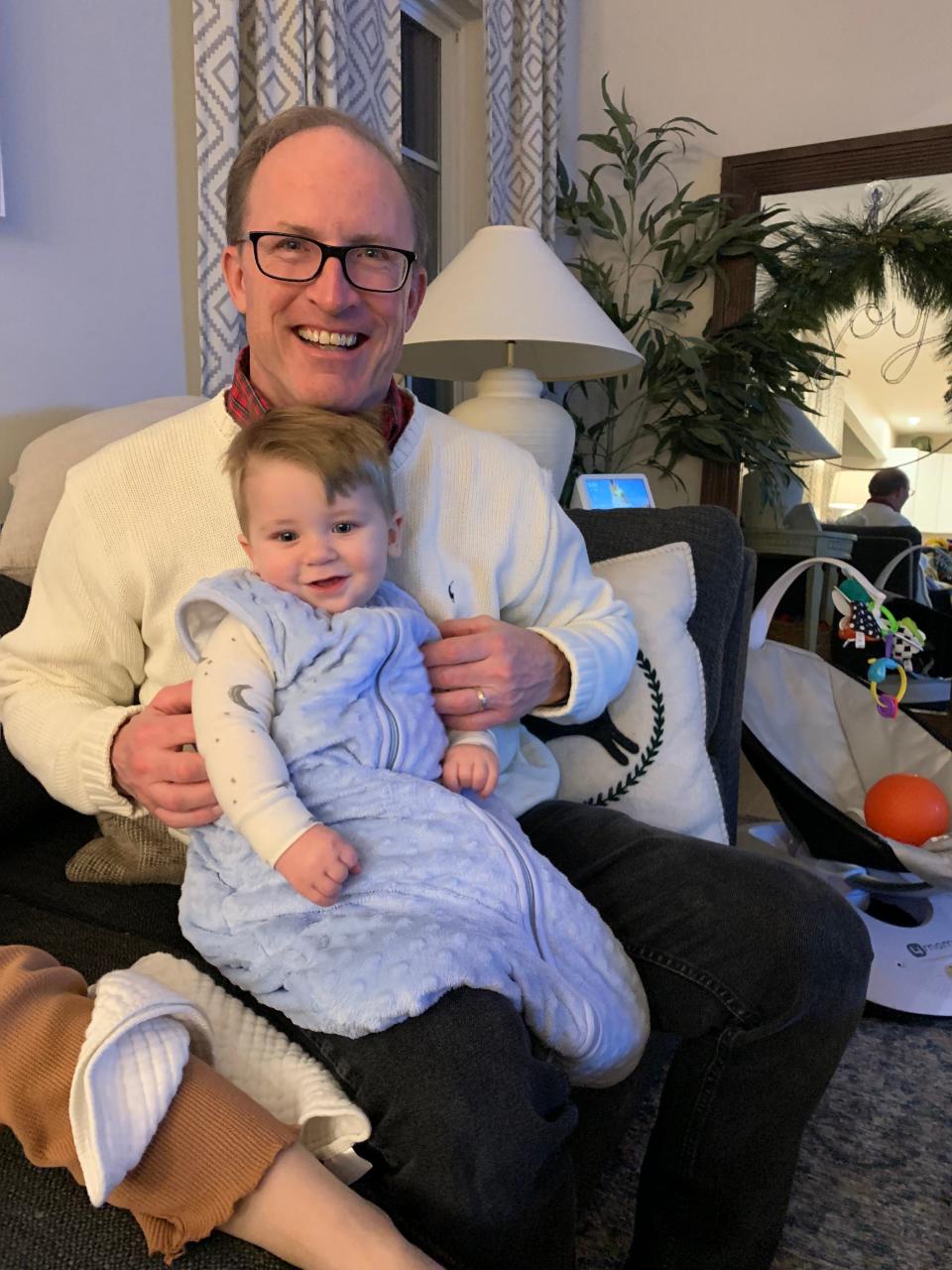 Rich Wilson with Graham Horvath, his surrogate grandson, at the Horvath home in Lafayette Township.