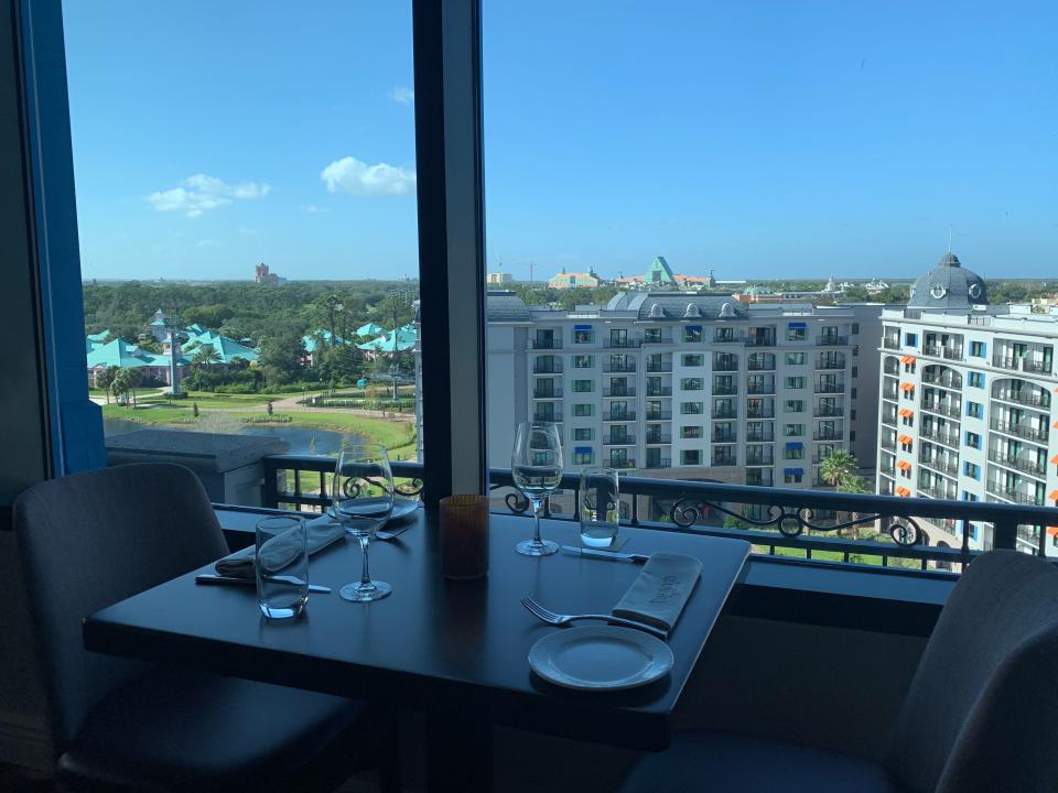 Table setting at Topolino's Terrace overlooking Riviera Resort