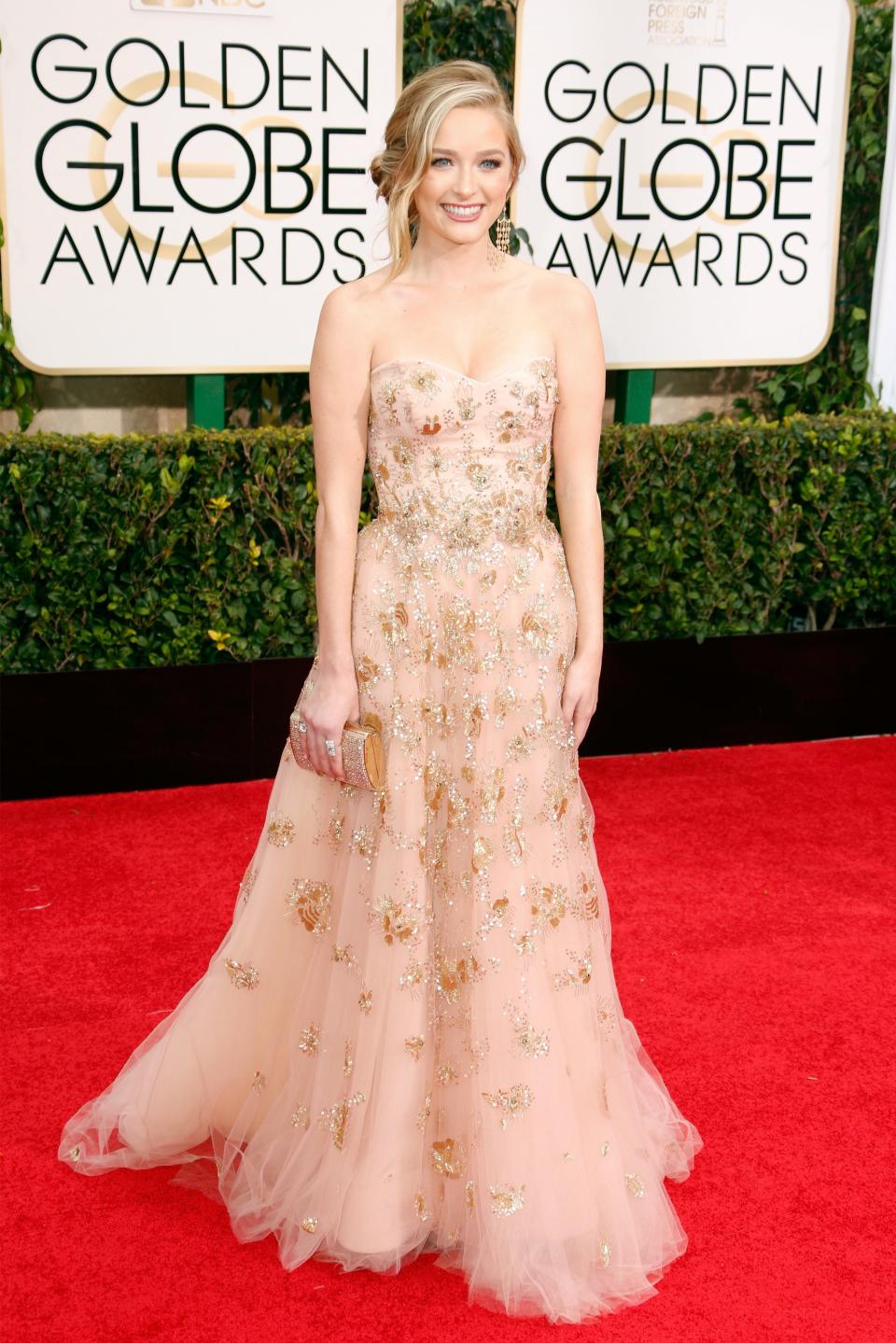 Greer Grammer attends the 2015 Golden Globe Awards.