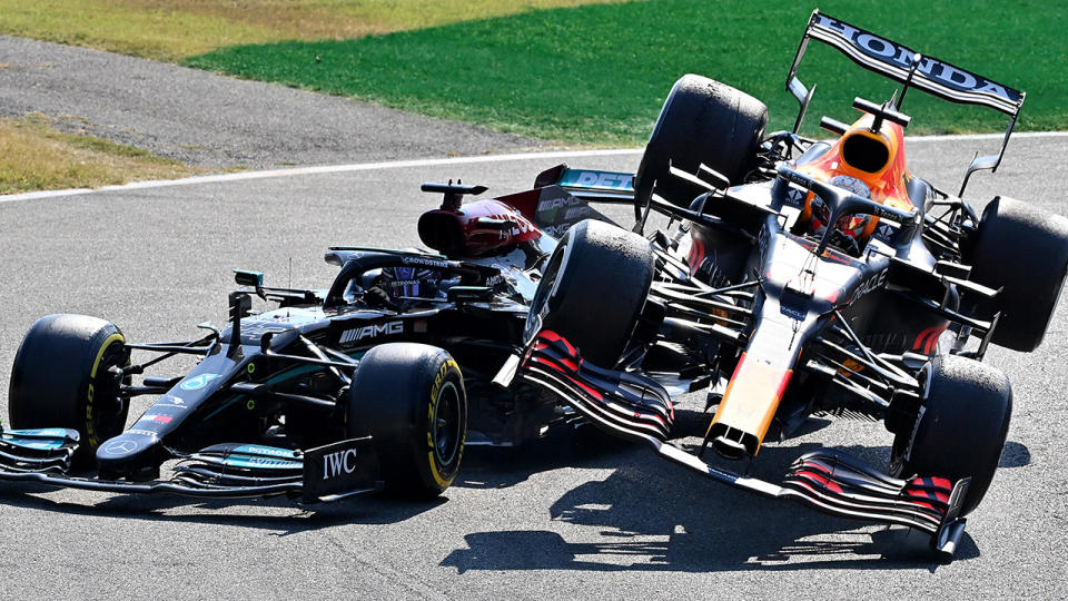 Max Verstappen's collision with Lewis Hamilton at the Italian Grand Prix was the latest flashpoint in the pair's F1 championship battle. (Photo by Peter Van Egmond/Getty Images)