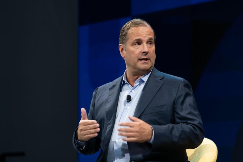 Marriott International CEO Anthony Capuano is shown here talking at Skift Global Forum 2022 in New York. Source: Skift.