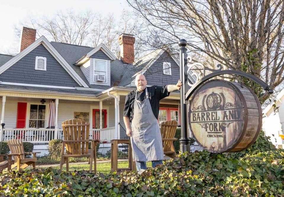 Barrel & Fork chef Eric Litaker poses outside of the Cornelius restaurant. Southern Fork Restaurant Group is also opening Savannah Oyster Co. in Mooresville. Alex Cason/CharlotteFive