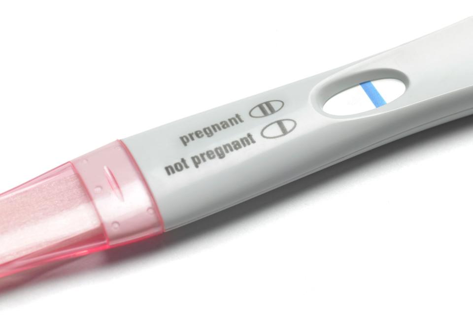 <p>Getty</p> A negative pregnancy test