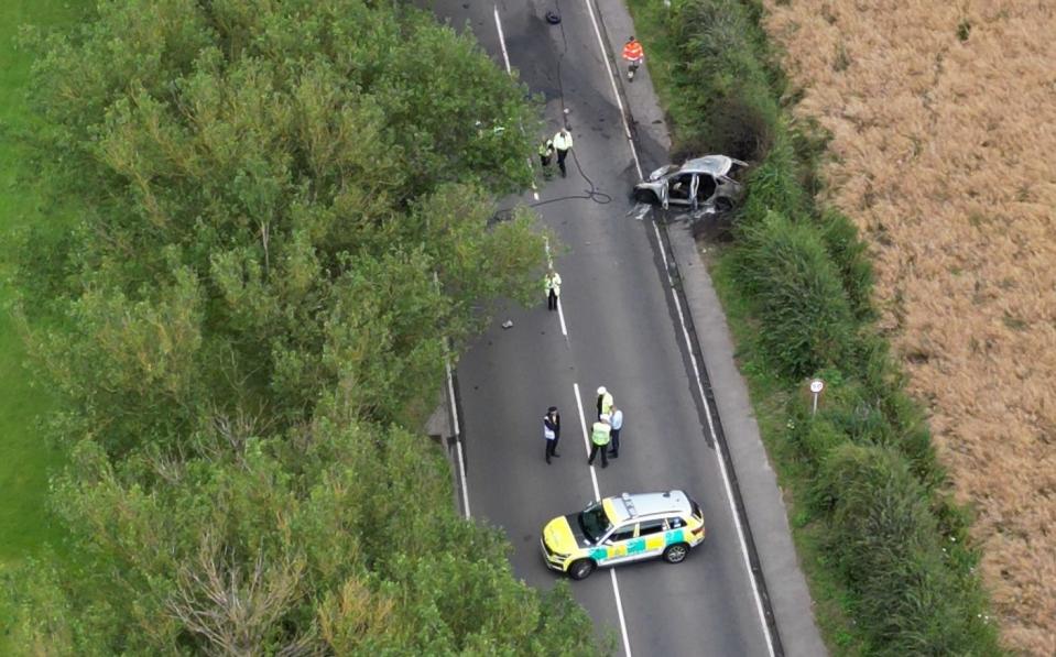 Two children are among six people who have been killed after a Ford Focus and motorbike crashed