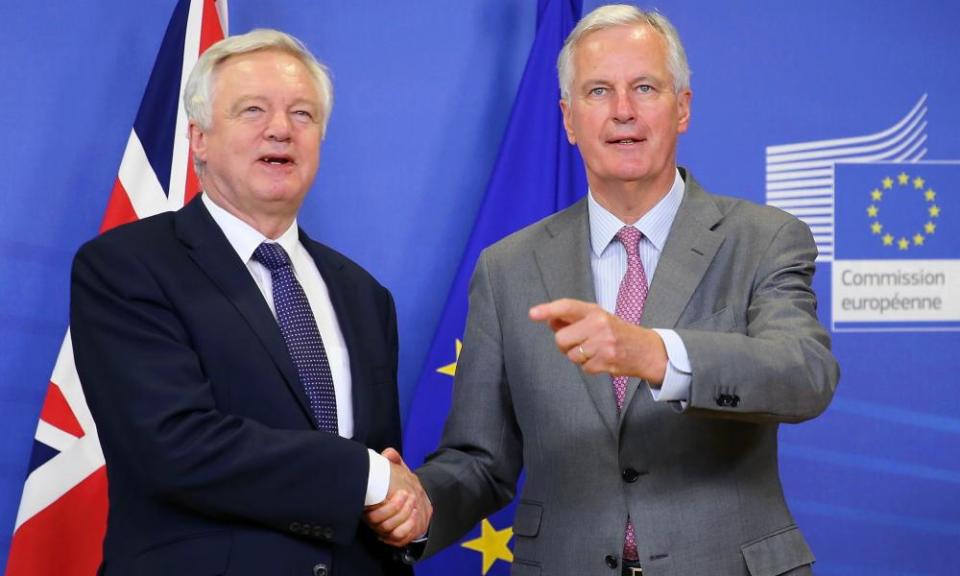 Chief negotiator for the European Union, Michel Barnier, and Secretary of State for Exiting the European Union, David Davis.