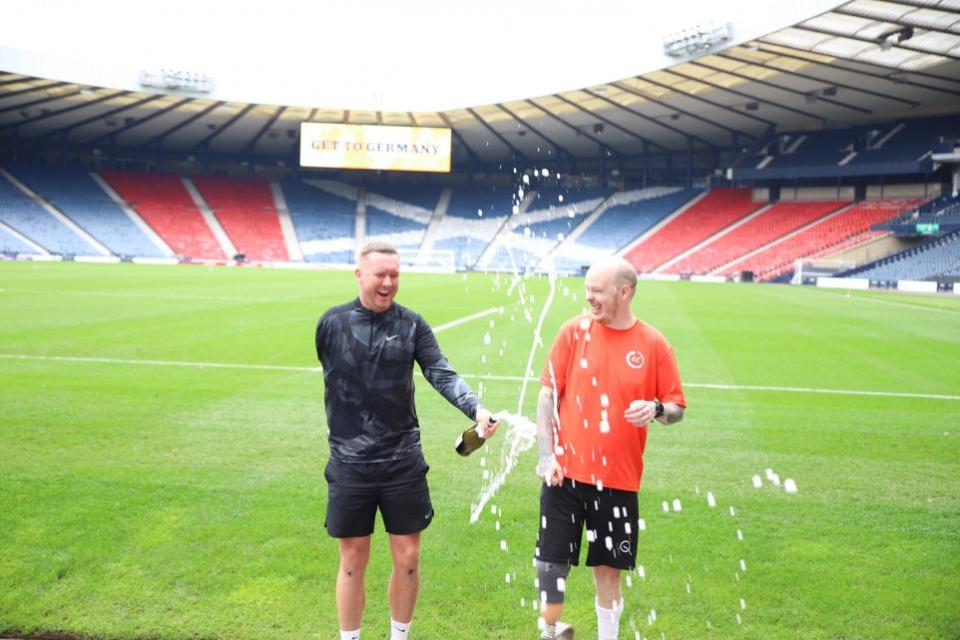 Glasgow Times: Stephen Tully, from Scotlandâ€™s National Amputee football team, ran between six of Scotlandâ€™s