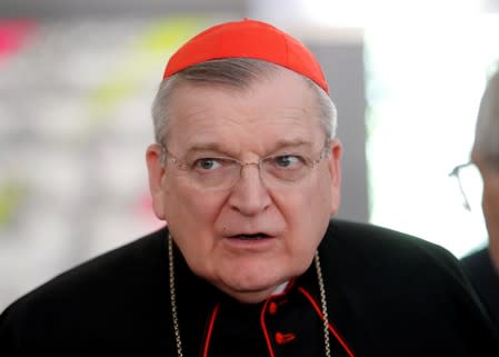 Cardinal Raymond Burke arrives for a conference "The Limits of Papal Authority" in Rome