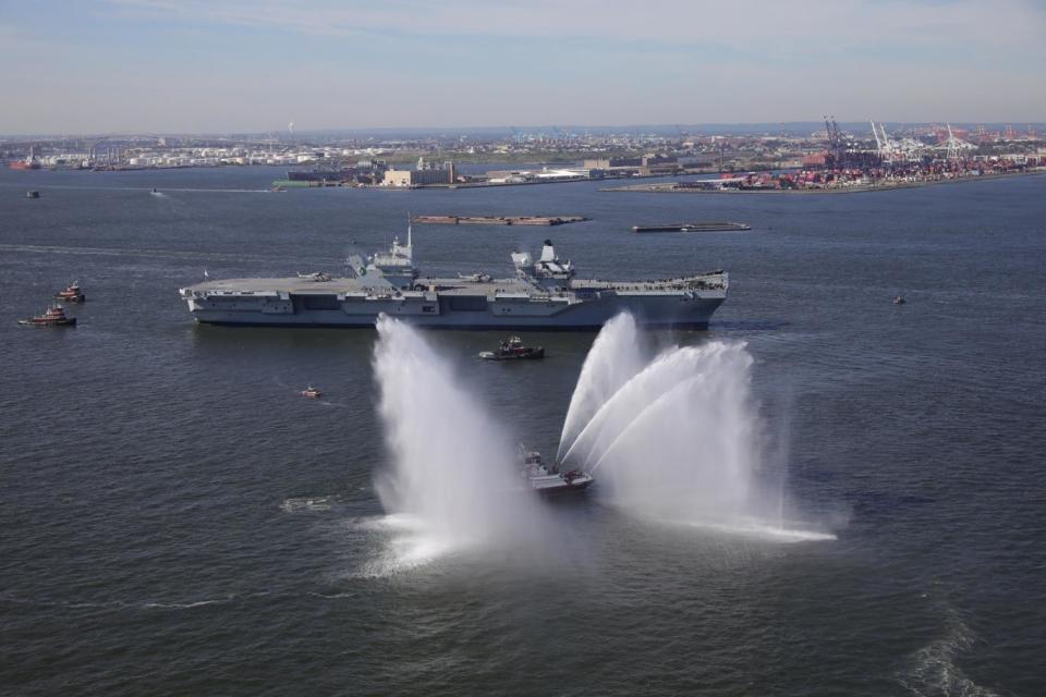 The warship is the largest aircraft carrier to sail into New York for half a century (Getty Images)