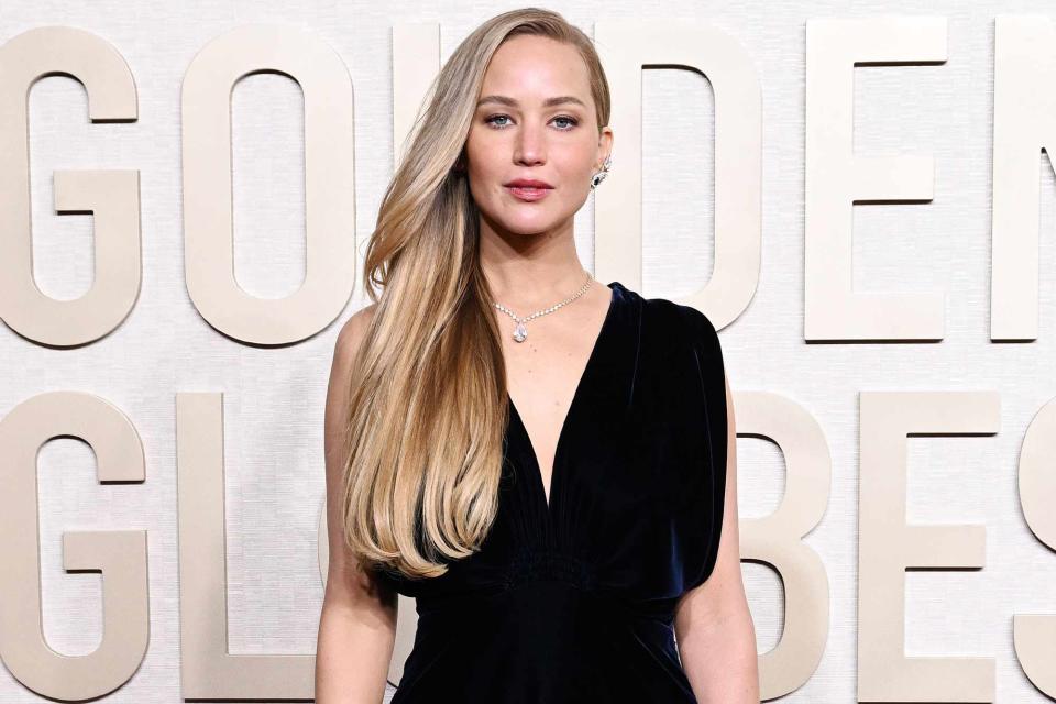 Jennifer Lawrence Wears Plunging Dior Gown at 2024 Golden Globes, Her