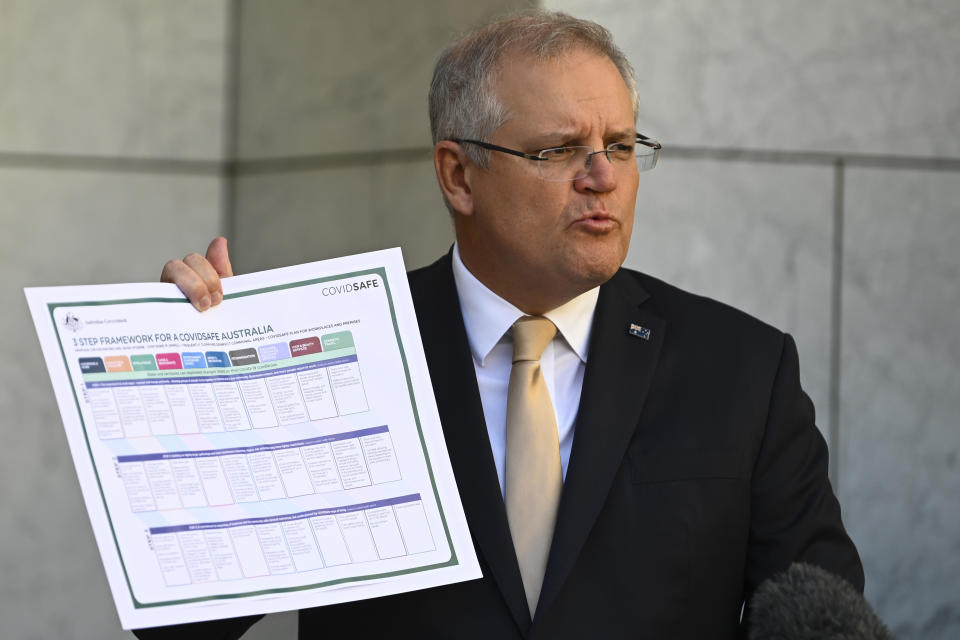 Australian Prime Minister Scott Morrison speaks to the media during a press conference at Parliament House on Friday. Source: AAP