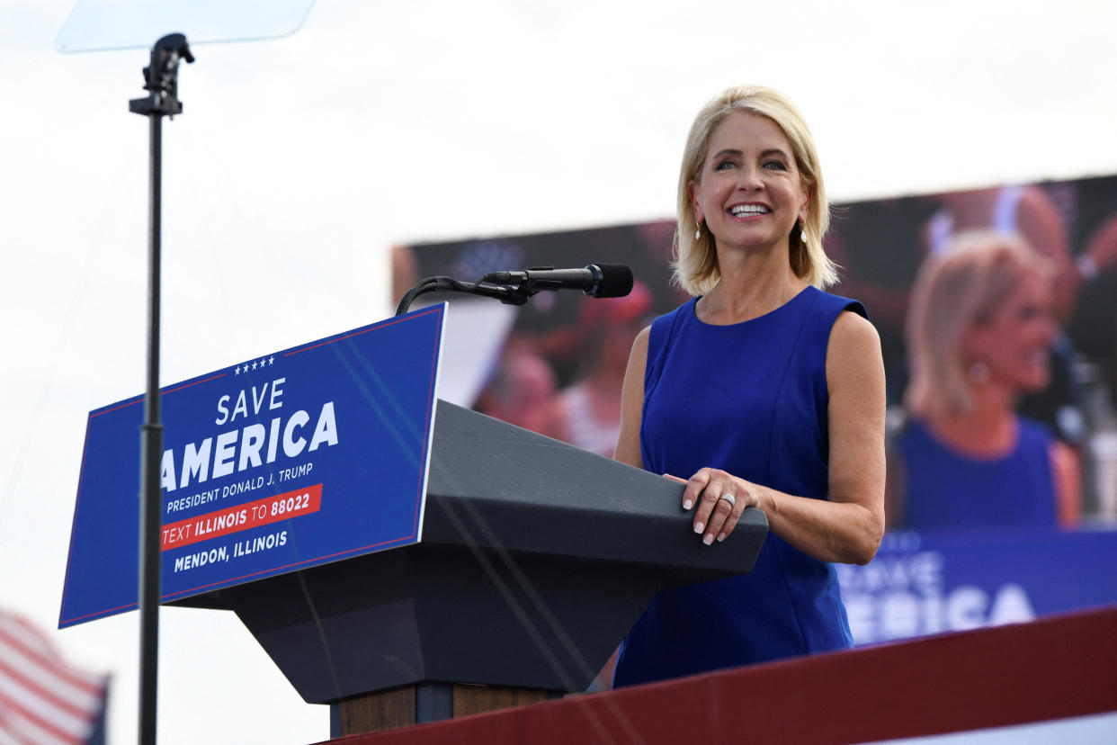 Rep. Mary Miller (R-IL) speaks at the Save America Rally in Mendon, Illinois, U.S. June 25, 2022.  REUTERS/Kate Munsch