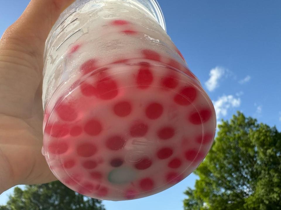 The popping pearls at the bottom of a Starbucks drink