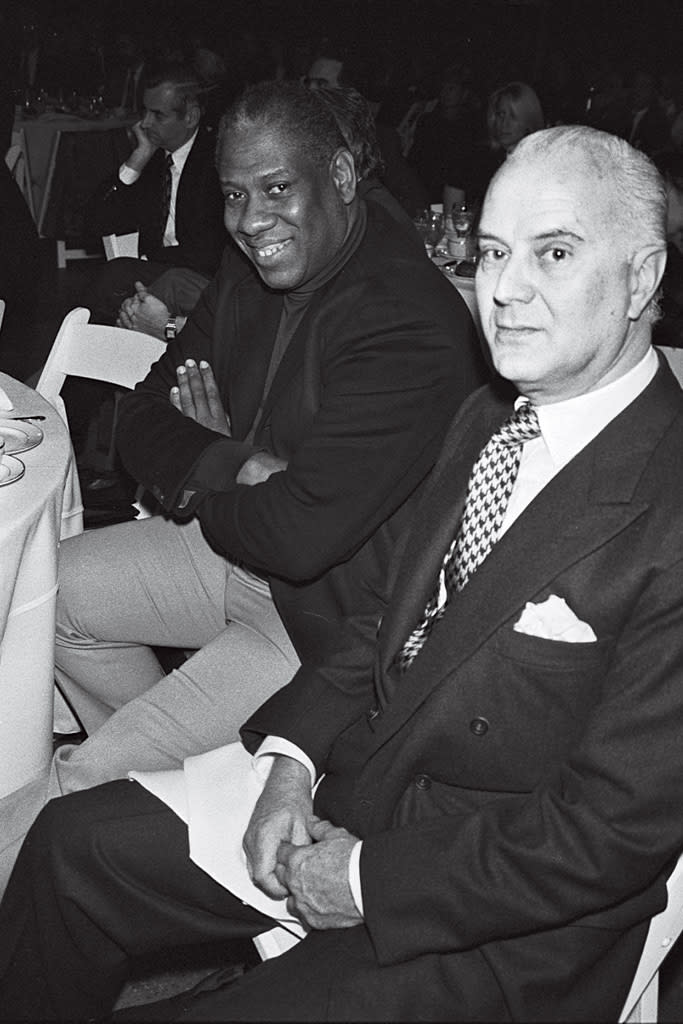 Manolo Blahnik & Andre Leon Talley at the FNAAs in 1997. - Credit: FN Archives